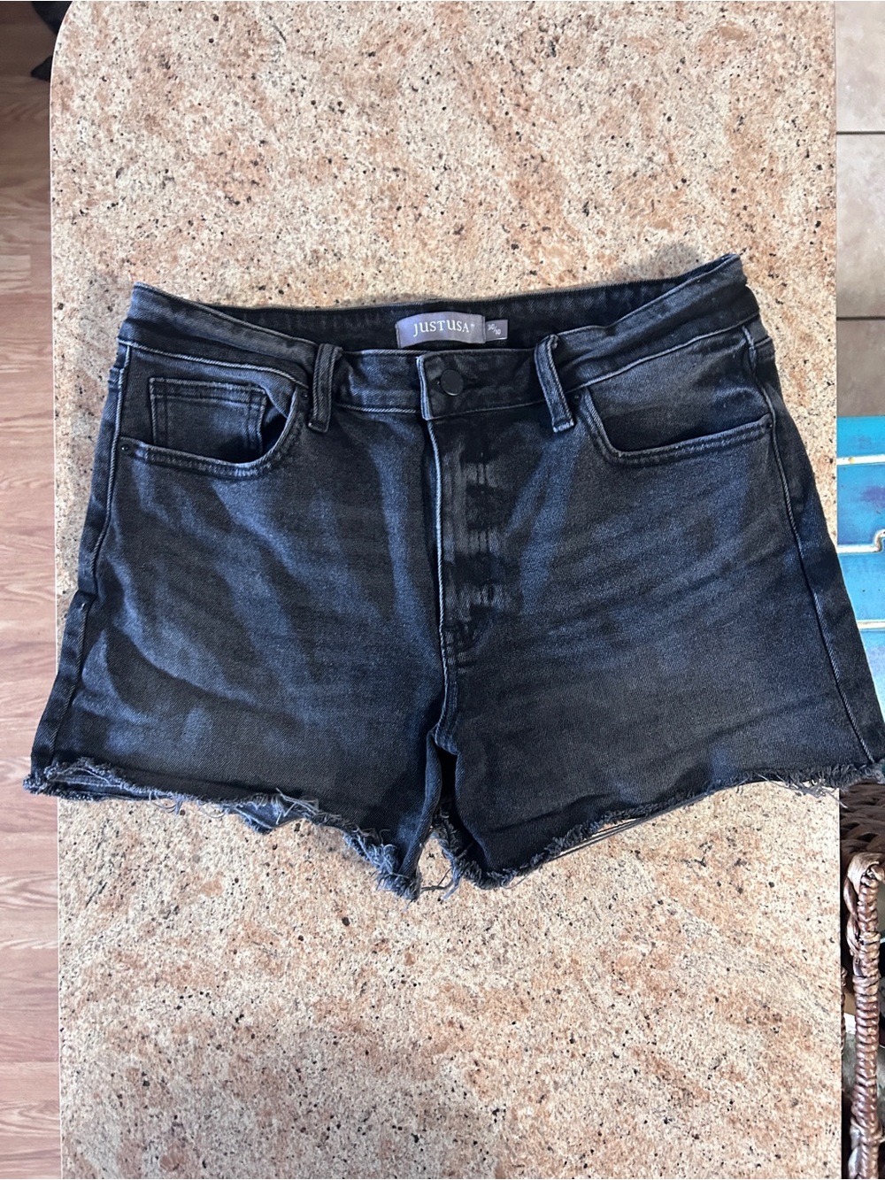Just USA Washed Black Distressed Denim Cutoff Shorts | Women’s 30/10